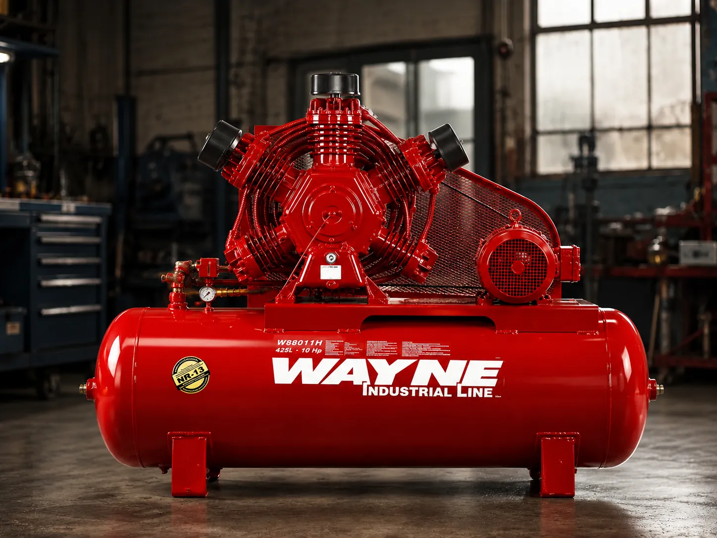 Compressor em oficina automotiva